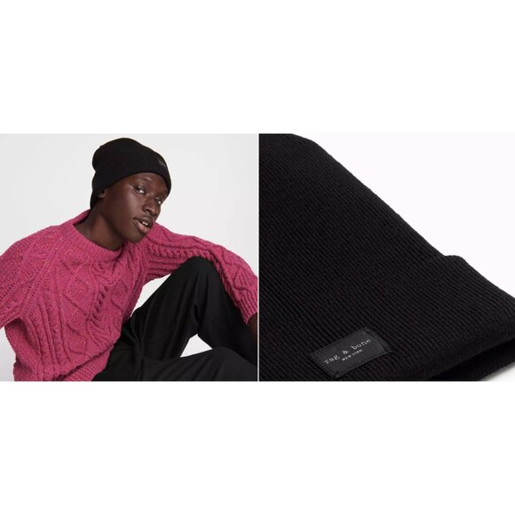 New without Tags Rag & Bone Addison Wool Beanie Black - Picture 2 of 9